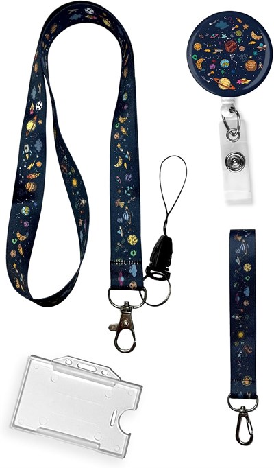 Uzay Galaksi Limited 4 Lü Set Boyun ipi Anahtarlık Yoyo Yaka Kartlığı