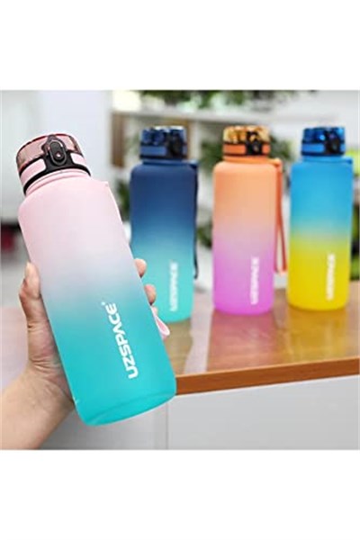 Uzspace Motivasyon Matarası 1500 ml MEGA BÜYÜK BOY Çift Renk 8 Farklı Renk