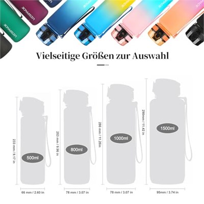 Uzspace Snatch Tritan Su Matarası - 800Ml (Siyah (Black)) - Seçenekler: 0.5 Liters, 0.8 Liters, 1 Liters, 1.5 Liters, 800ml