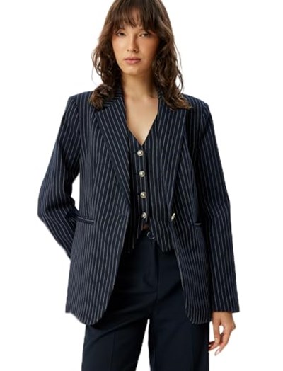Uzun Blazer Ceket Kruvaze Regular Fit