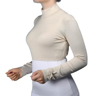 Uzun Kol Balıkçı Yaka Boğazlı Likralı Penye Kadın Yarım Body