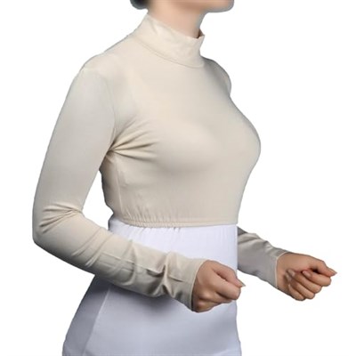 Uzun Kol Balıkçı Yaka Boğazlı Likralı Penye Kadın Yarım Body