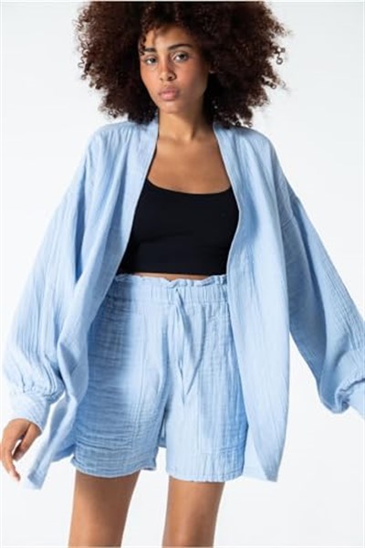 Uzun Kol Rahat Kesim Müslin Kimono starNM1100