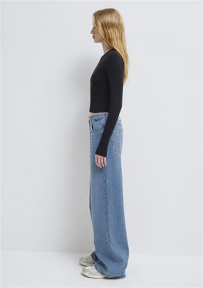 Uzun Kollu Siyah Crop Basic Tişört Crop/Kısa Kesim 1612822-900