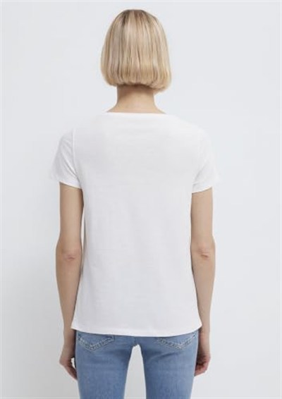 V Yaka Beyaz Basic Tişört Fitted/Vücuda Oturan Kesim 168260-620