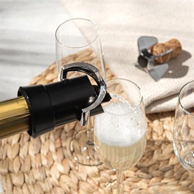 Vacu Vin Şampanya Kilit Ağızlı ve Damla Korumalı - Siyah Kutulu