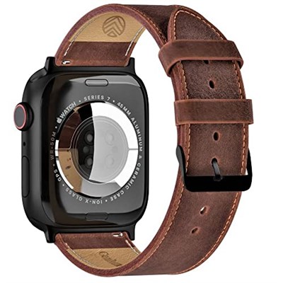 vagave Apple Watch Uyumlu Crazy Deri Kordon 42-44-45-46-49 mm 10.Nesil 46mm, Ultra 1, 2, 3 Uyumlu