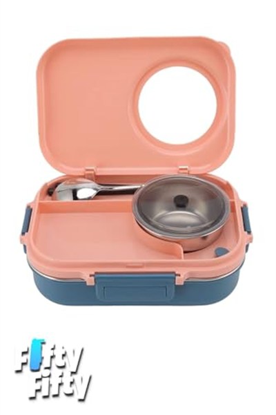 Vagonlife 1100 ML Çorba Kaseli-Metal Kaşıklı Paslanmaz Çelik Bento Lunch Box Yeni Nesil Sefer Tası-ffbl70100