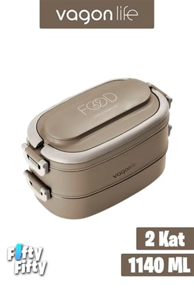 Vagonlife 1140 ML 2 Kat Paslanmaz Çelik Çorba Kaseli Bento Lunch Box Yeni Nesil Sefer Tası -FFLBOX10403