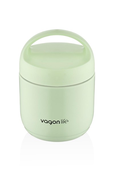 Vagonlife Bento 1200ml Lunchbox 1 Kaseli 4-6 Saat Sıcak/Soğuk Termos Özellikli Çelik Sefer Tası Yemek Kutusu (Yeşil)