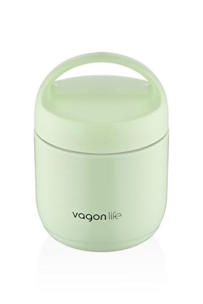 Vagonlife Bento 1200ml Lunchbox 1 Kaseli 4-6 Saat Sıcak/Soğuk Termos Özellikli Çelik Sefer Tası Yemek Kutusu (Yeşil)