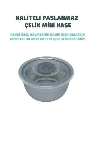 Vagonlife Bento 1200ml Lunchbox Tek Katlı 4 Bölmeli ve Kaseli Çelik Sefer Tası Yemek Kutusu (Siyah)