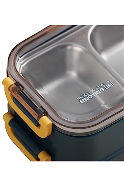 Vagonlife Bento 1400ml Lunchbox 2 Katlı Çelik Sefer Tası Yemek Kutusu (Pembe)