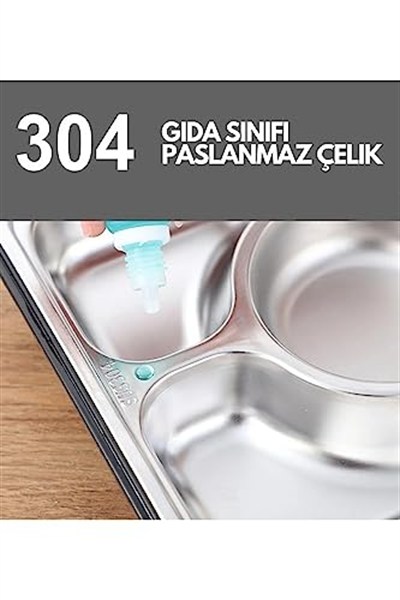 Vagonlife Bento 1600ml Lunchbox Tek Katlı 5 Bölmeli Çelik Sefer Tası Yemek Kutusu (Siyah)