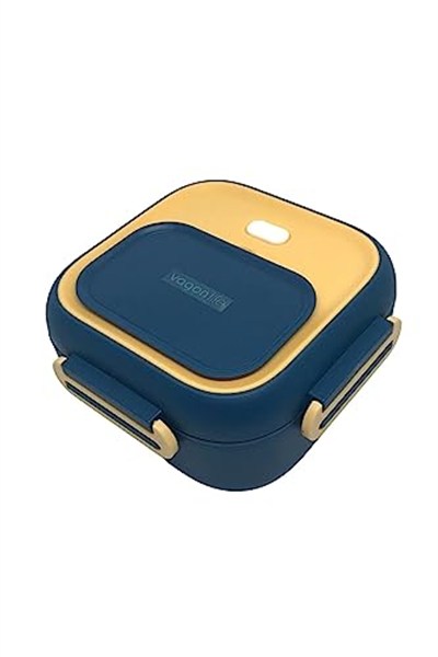 Vagonlife Bento 500ml Lunchbox Tek Katlı Çelik Sefer Tası Yemek Kutusu (Lacivert-Sarı)