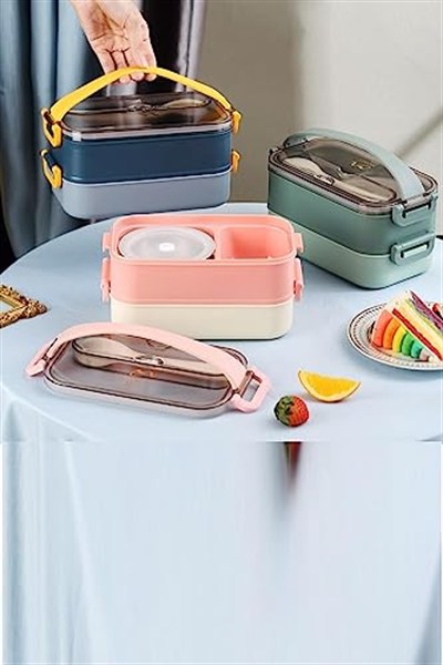 Vagonlife Bento Lunch Box Ofis-Okul İçin Yeni Nesil Sefer Tası -Çorba Kaseli Model-Paslanmaz Çelik Pembe