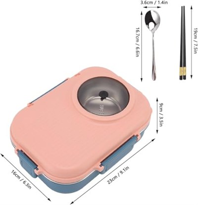 Vagonlife Beslenme Kutusu Paslanmaz Çelik - 1100 ml Sos (Yoğurt) Kaseli Yeni Nesil Lunch Box (Mavi)