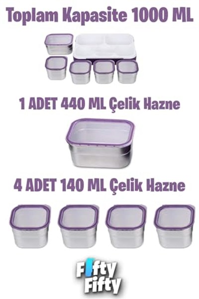 Vagonlife Lunch Box 1000 ML (Sızdırmaz,Karışmaz 5 Hazneli) Yeni Nesil Sefer Tası -FFLBOX40097