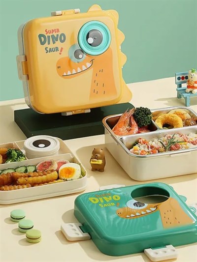 Vagonlife Süper Dino Üç Bölmeli + Sos Kaseli Yeni Nesil Çocuk Beslenme Kutusu - Lunch Box 1190 Ml.