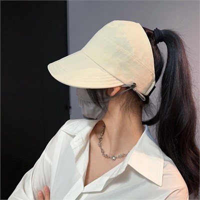 Valkyrie Geniş Vizör Güneş Koruyucu Kadın Şapka Maske Takma Düğmeli Tenis Spor Şapka Krem