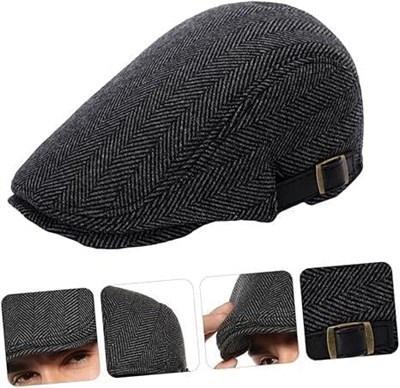 Valkyrie İtalyan Style Retro Balık Sırtı Erkek Kasket Şapka Tokalı Ayarlanabilir Erkek Koyu Gri