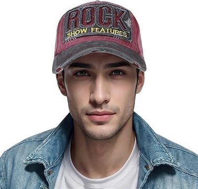 Valkyrie Rock Eskitme Trucker Şapka Unisex Metal Tokalı Ayarlanabilir Vintage Kırmızı Siyah