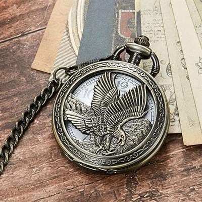 Valkyrie Vintage Kartal Motifli Retro Köstekli Cep Saati - Beşiktaş Saat - Kutulu Hediyelik
