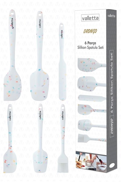 VALLETTA DRONGO 6LI SPATULA SET BEYAZ RENKLİ NOKTALI