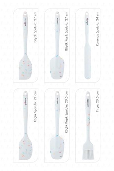 VALLETTA DRONGO 6LI SPATULA SET BEYAZ RENKLİ NOKTALI
