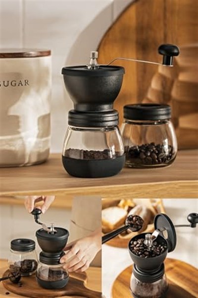 valletta Matera Coffe Grinder Seramik Öğütücülü Cam Kahve Değirmeni Öğütücüsü
