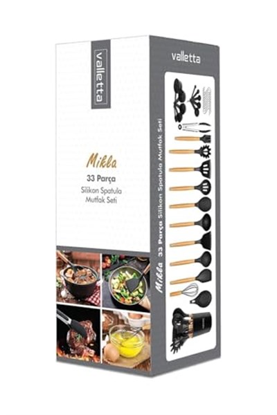 Valletta Mikla Isıya Dayanıklı Yanmaz Yapışmaz 33 Parça Silikon Spatula Mutfak Seti Kırmızı