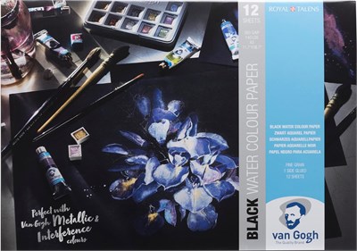 Van Gogh Sulu boya kağıdı bloğu, 140 lb, siyah kağıt, 12 yaprak, 11,7 inç x 16,5 inç / A3 - Seçenekler: Pad: A3: 11.7