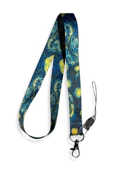 Van Gogh Yıldızlı Geceler 4 Lü Set Boyun ipi Anahtarlık Yoyo Yaka Kartlığı