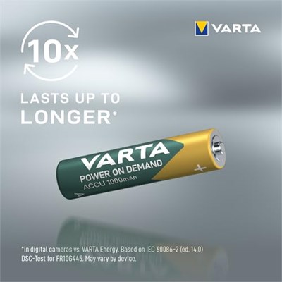 VARTA POWER ON DEMAND Rech.AAA 1000mAh 2x8 Foil - Seçenekler: 16 stuks, 4 stuks + Batterij Oplader, AAA 1000 mAh, AA...