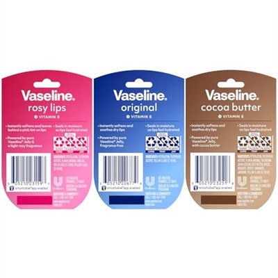Vazelin Dudak Terapisi Çeşitliliği 3lü Paket - Orijinal, Pembe Dudaklar, Mini Kavanozlarda Kakao Yağı Dudak Balsamı Nemlendiricileri, 0.5 oz Ea