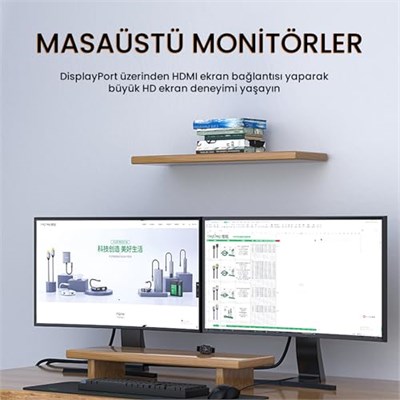 VegGieg 4K 30Hz DisplayPort to HDMI Dönüştürücü Kablo 3 Metre - Seçenekler: 3 Metre, 1.5 Metre, 5 Metre