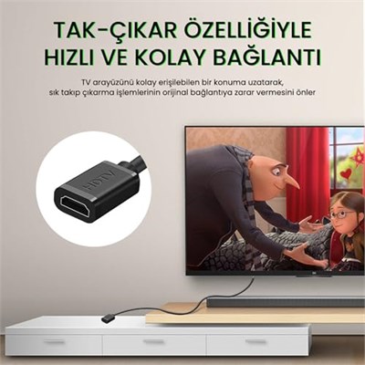 VegGieg 4K 60Hz Dişi Erkek HDMI 2.0 Uzatma Kablosu 1 Metre - Seçenekler: 1 Metre, 1.5 Metre, 2 Metre