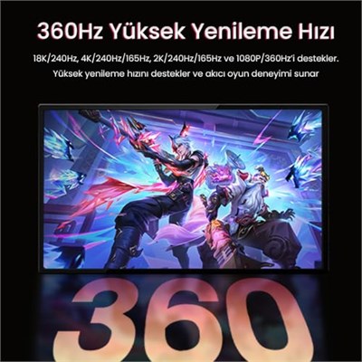 VegGieg Displayport 16K 60Hz 8K 240Hz 4K 240Hz 80 Gbps HDR ARC Örgülü DP 2.1 Kablo 1.5 Metre - Seçenekler: 1.5 Metre, 1 Metre, 2 Metre, 3 Metre