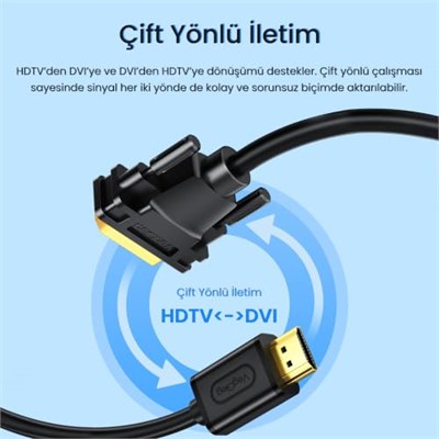 VegGieg DVI 24+1 to HDMI 2K Dönüştürücü Monitör Kablosu 1.5 Metre
