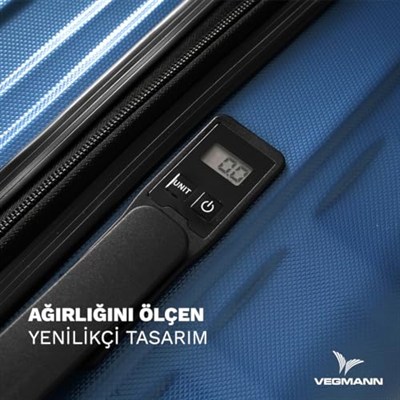Vegmann Tartılı Scadel 3 lü Valiz Seti (mavi)