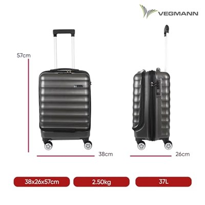 Vegmann Wave Laptop Bölmeli Kabin Boy Valiz,4 Tekerlekli,Şifreli,Hafif ve Dayanıklı Abs İs ve seyahat bavulu
