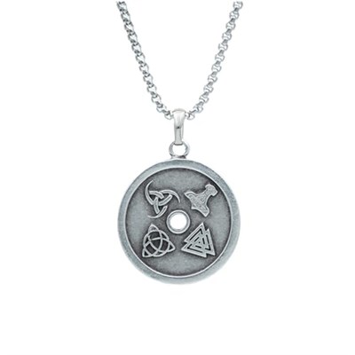 Vegvisir Pusula - Viking Sembol Örme Zincir Kolye - Gümüş Kaplama - Erkek Kadın Kolye - No:1379