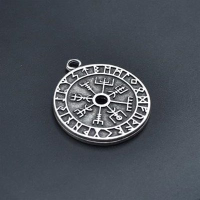 Vegvisir Pusula - Viking Sembol Örme Zincir Kolye - Gümüş Kaplama - Erkek Kadın Kolye - No:1379