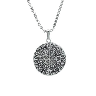 Vegvisir Viking Pusulası Örme Zincir Kolye - Gümüş Kaplama - Erkek Kadın Kolye - No:1523