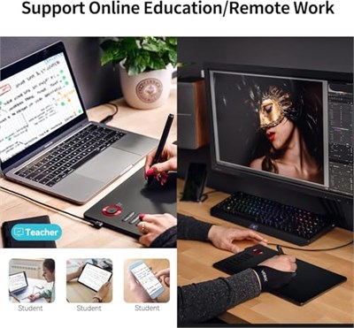 Veikk A15 Pro 10x6 İnç Profesyonel Grafik Tablet, 8192 Seviye Pilsiz Kalem, 12 Kısayol Tuşu ve Döner Kontrol Düğmesi, Windows/Mac/Android Uyumlu