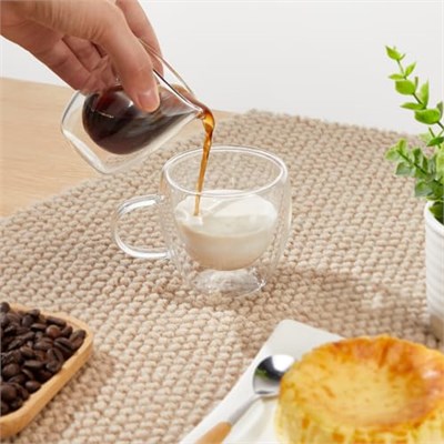 VENVENWEAVS Espresso Bardak Seti 4,Çift Duvar 2.5oz Bacalı Espresso Shot Bardakları,Espresso Makinesi İçin Espresso Aksesuarları,Şeffaf Espresso Shot Cam Hediye Seti
