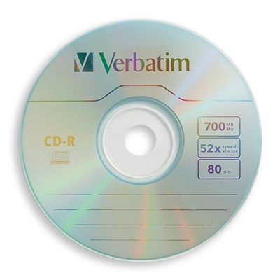 Verbatim CD-R Discs, 700 MB/80 dk, 52 x, Spindle, Gümüş, 100/Paket, 94554
