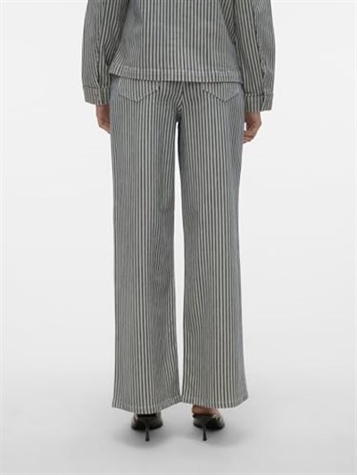 VERO MODA VMKATHY HR LOOSE WIDE STRIPED JEANS Kot Pantolon Kadın