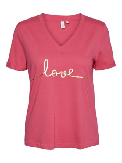 VERO MODA VMKLOVE S/S V-NECK T-SHIRT JRS BTQ GA Tişört Kadın