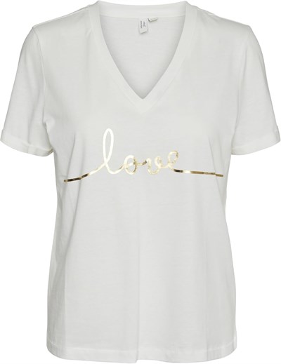VERO MODA VMKLOVE S/S V-NECK T-SHIRT JRS BTQ GA Tişört Kadın